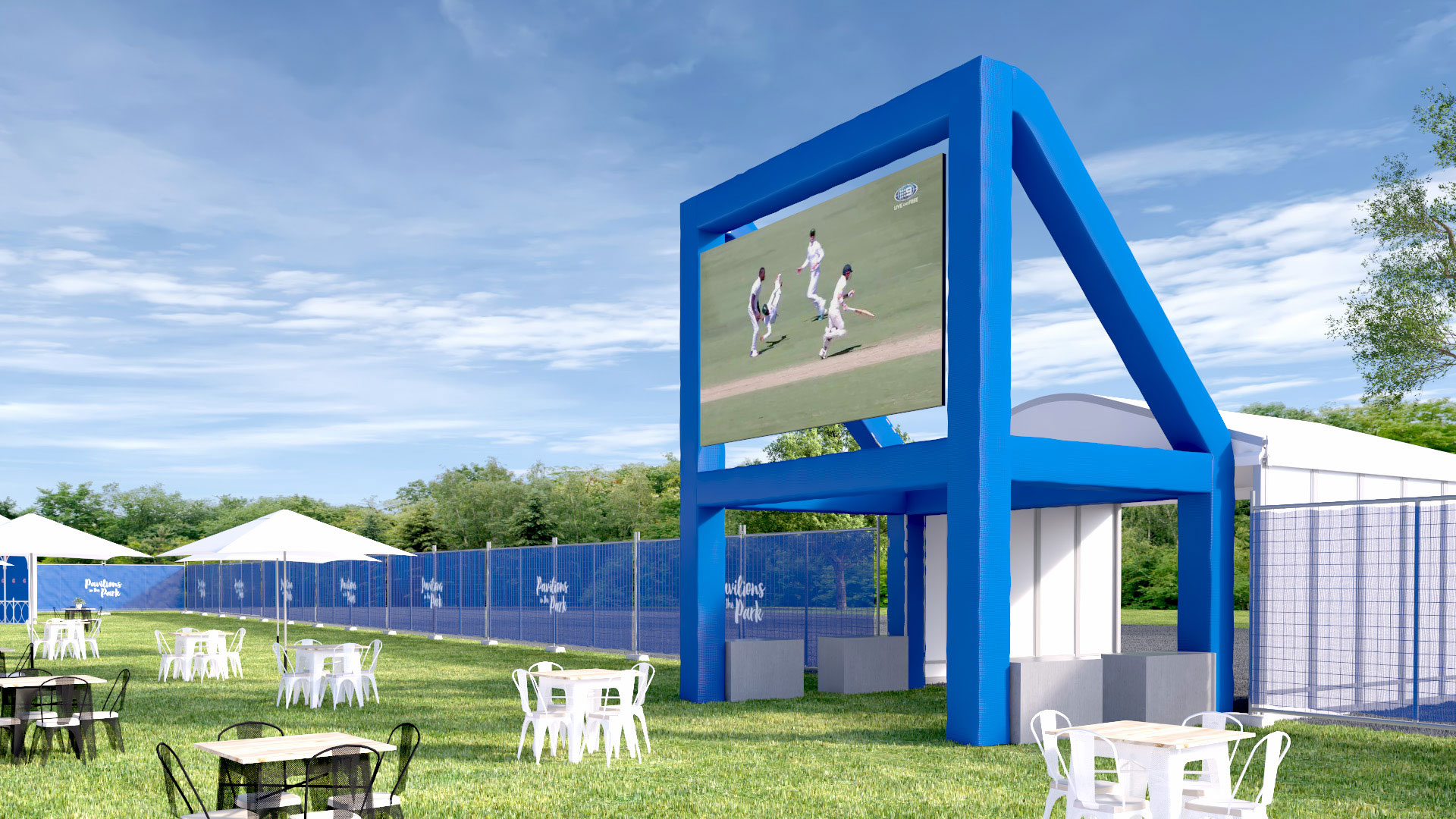 An artist's impression of the hospitality area in Yarra Park for MCC members during the 2017 Boxing Day Test.