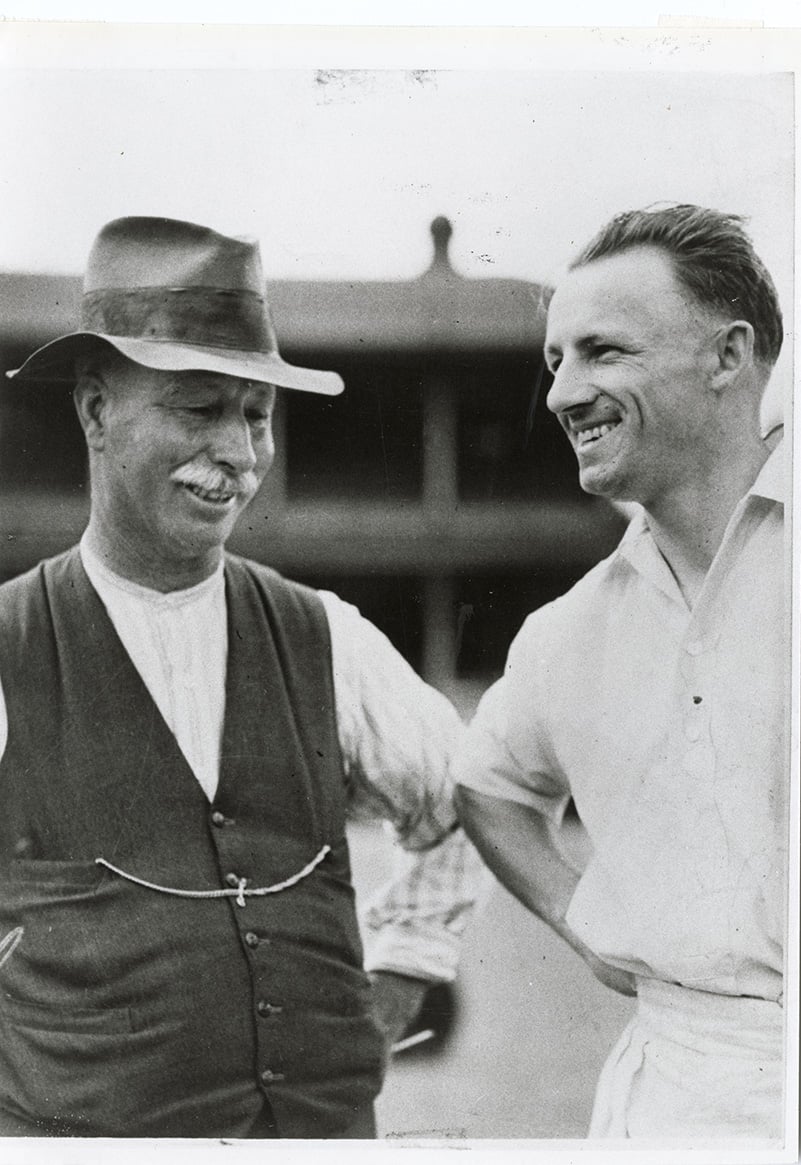 Albert Luttrell pictured with Sir Donald Bradman