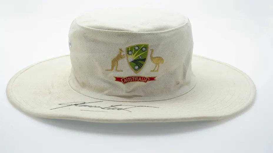 Autographed hat from Warne's last Test at the MCG