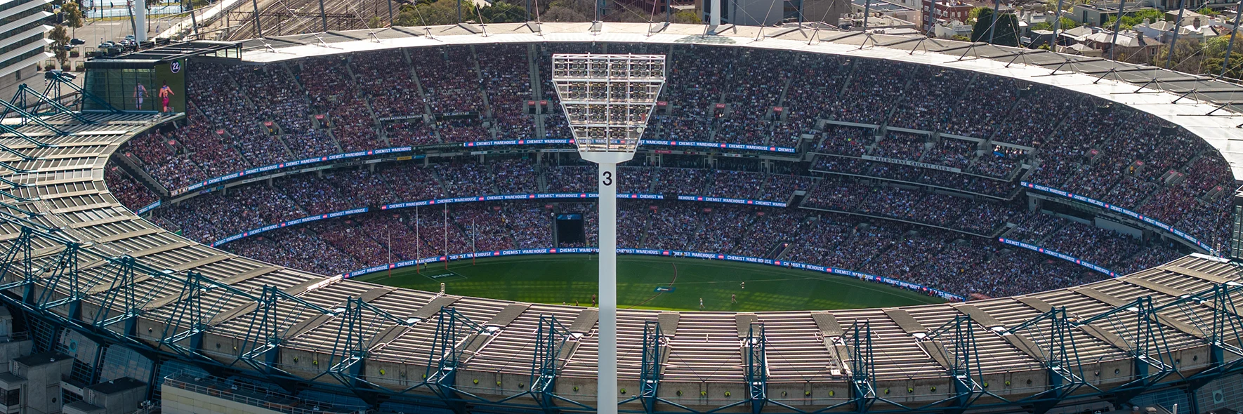 Aerial view of a full MCG during the 2025 AFL Grand Final