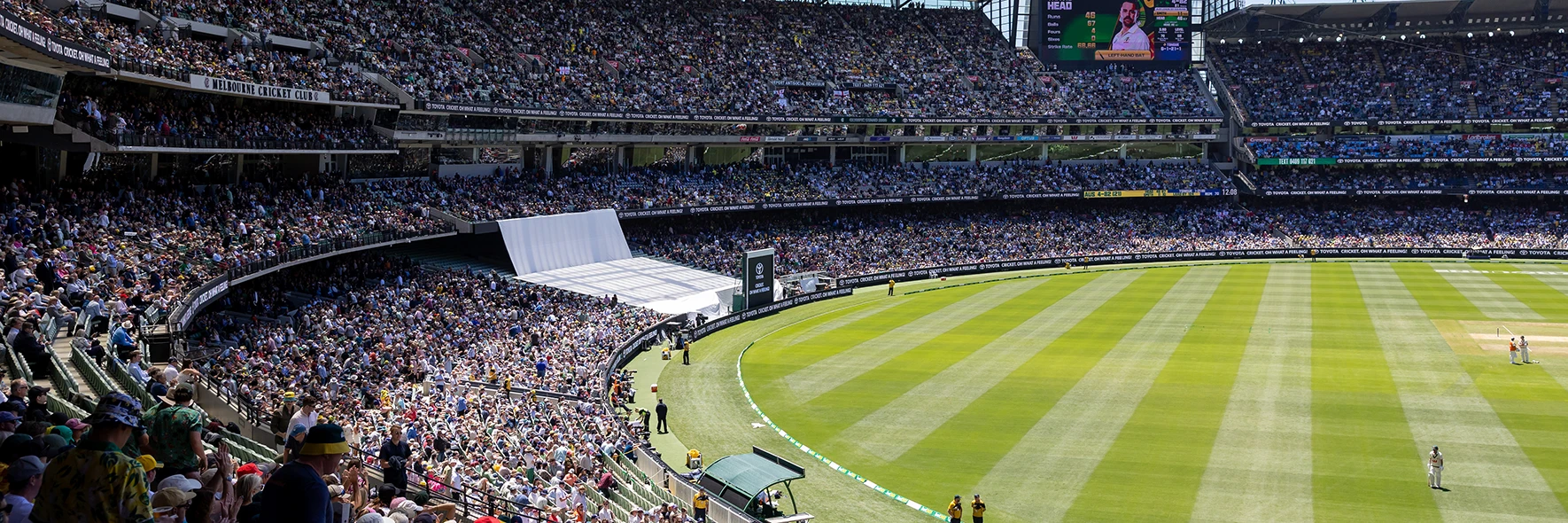 Members' Reserve Stand watches Test cricket match