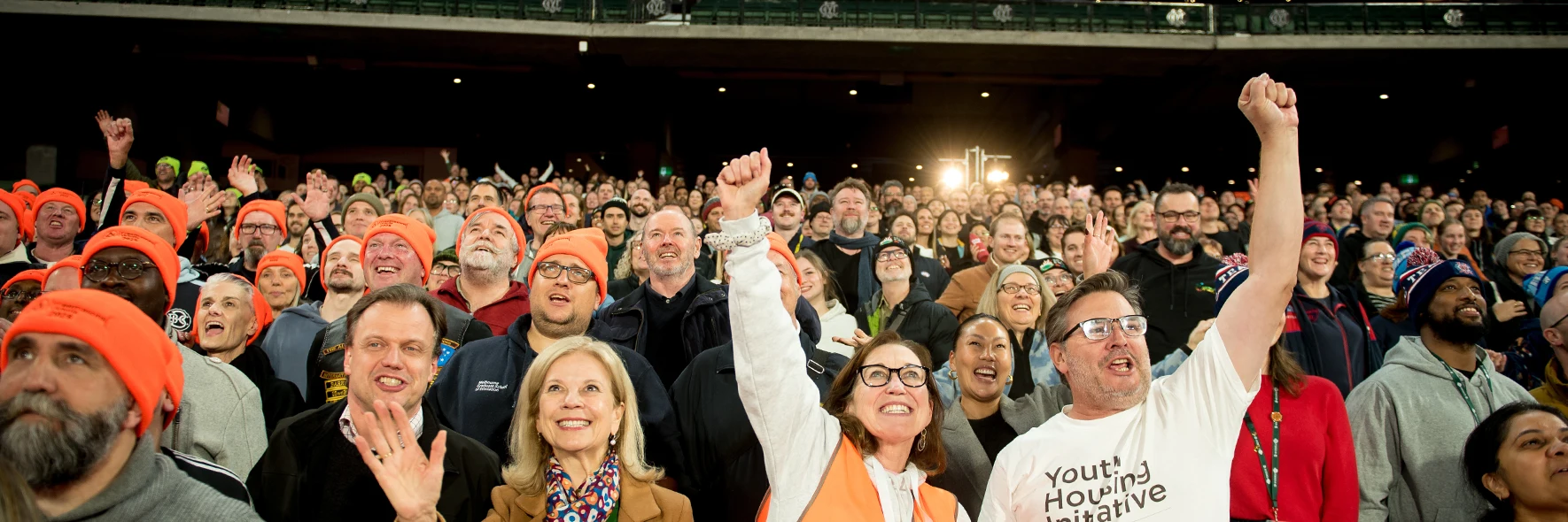 People sleeping out at the MCG at the annual Sleep at the 'G event