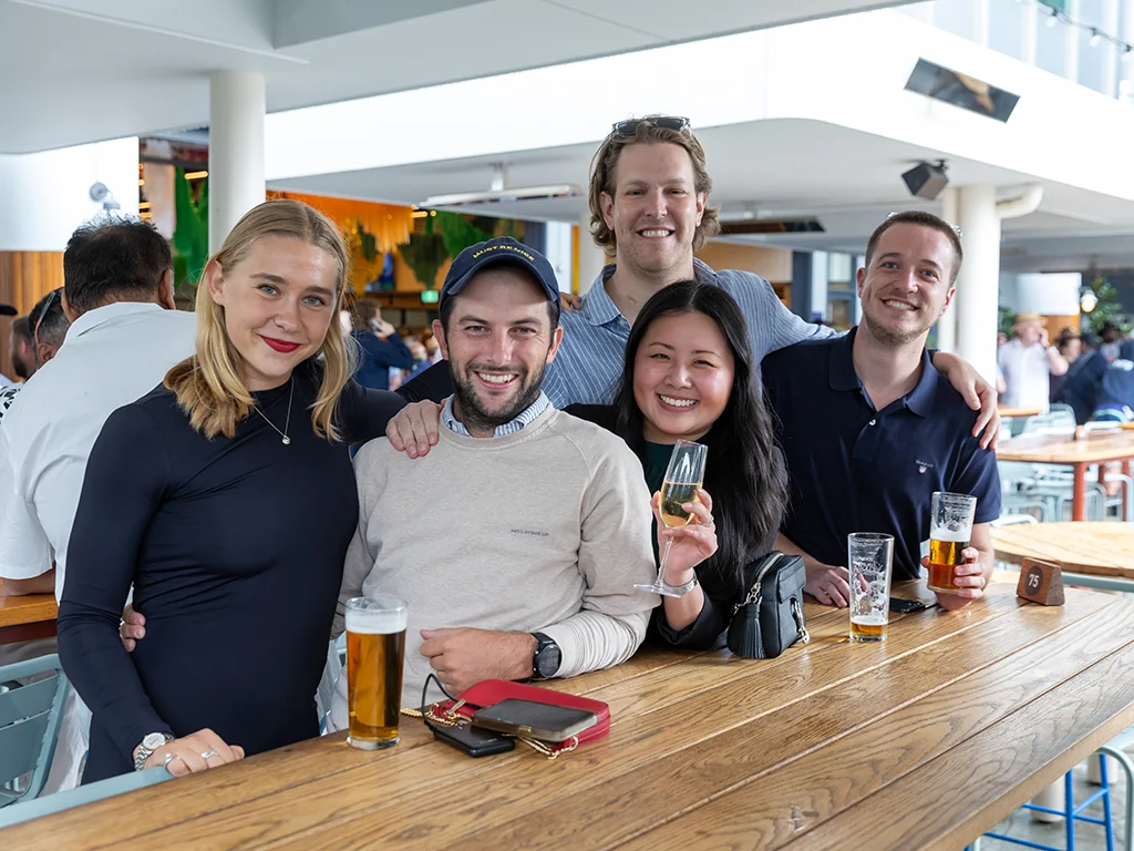 Group of friends at an outdoor bar