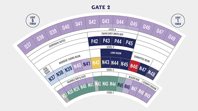 Colour coded seating map of MCC Members' Reserve