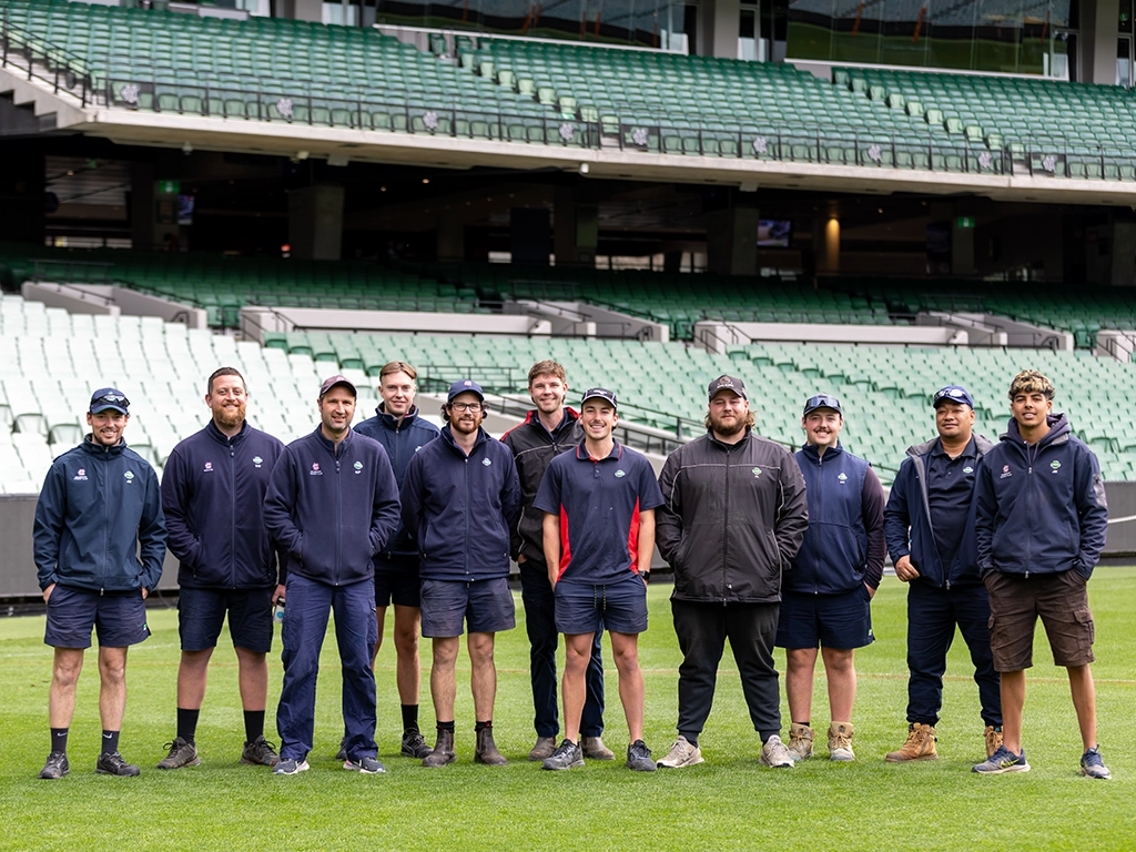 The MCC MCG Arenas team on the MCG turf The MCC MCG Arenas team on the MCG turf