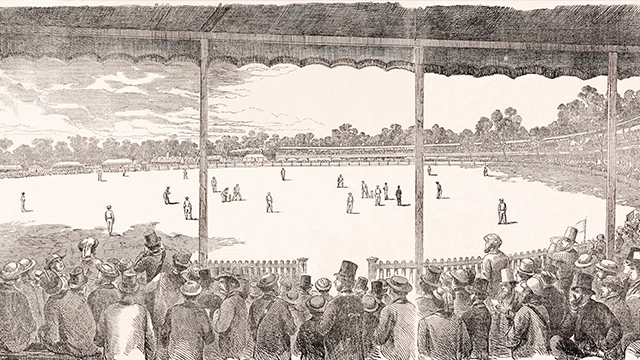 A vintage illustration featuring a cricket match played on the Melbourne Cricket Ground between the Eleven of All- England and the Eighteen of Melbourne, published in the "Illustrated Australian Mail" on 18th January 1862. (Photo by Popperfoto via Getty Images/Getty Images) A vintage illustration featuring a cricket match played on the Melbourne Cricket Ground between the Eleven of All- England and the Eighteen of Melbourne, published in the "Illustrated Australian Mail" on 18th January 1862. (Photo by Popperfoto via Getty Images/Getty Images)