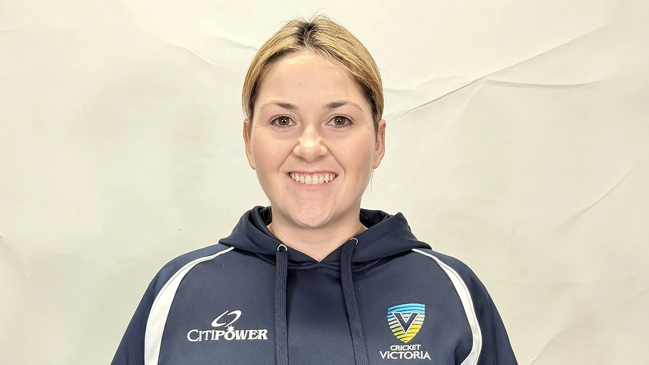 Courtney headshot in Cricket Victoria hoodie