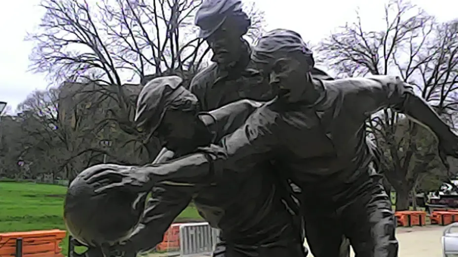 Football statue outside the MCG