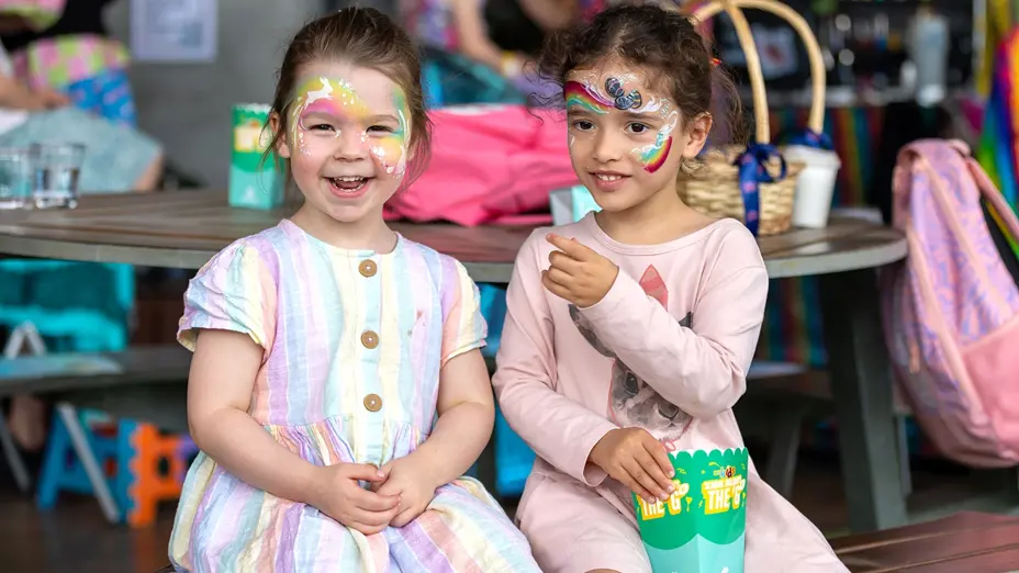 Children with Easter face painting