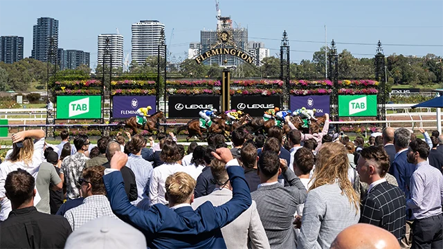 Patrons at Flemington Race course finish line