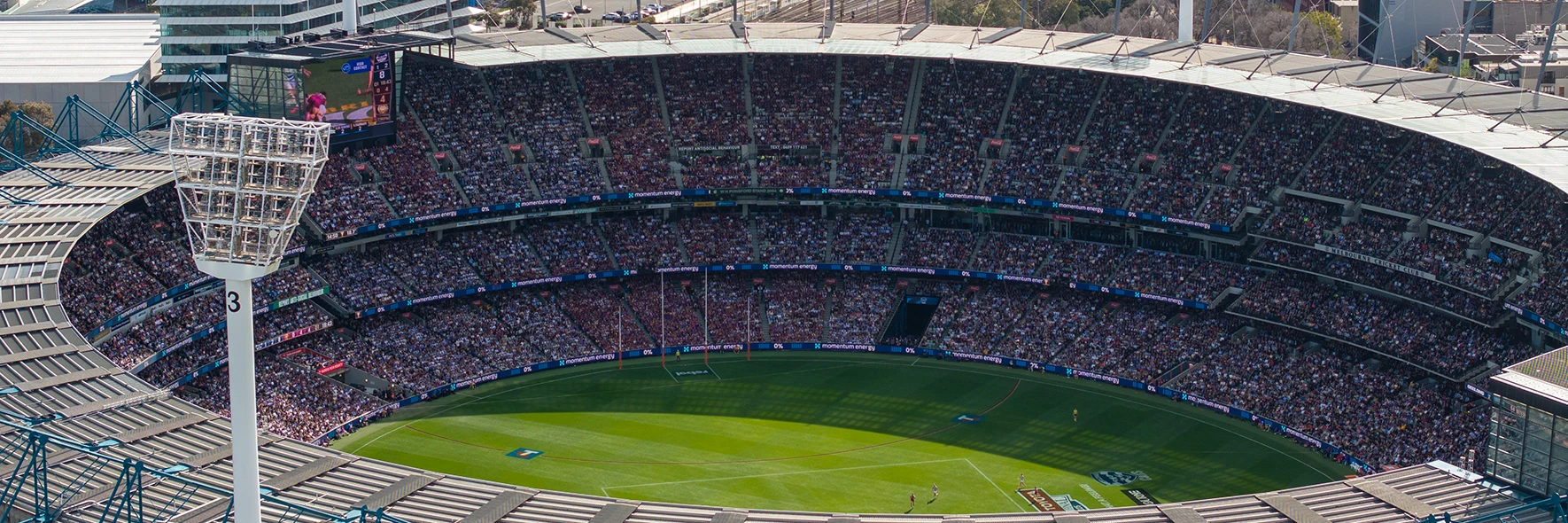 Aerial view of packed MCG for AFL Grand Final