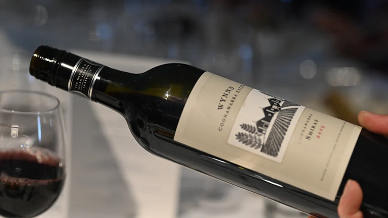 Red wine poured into glass