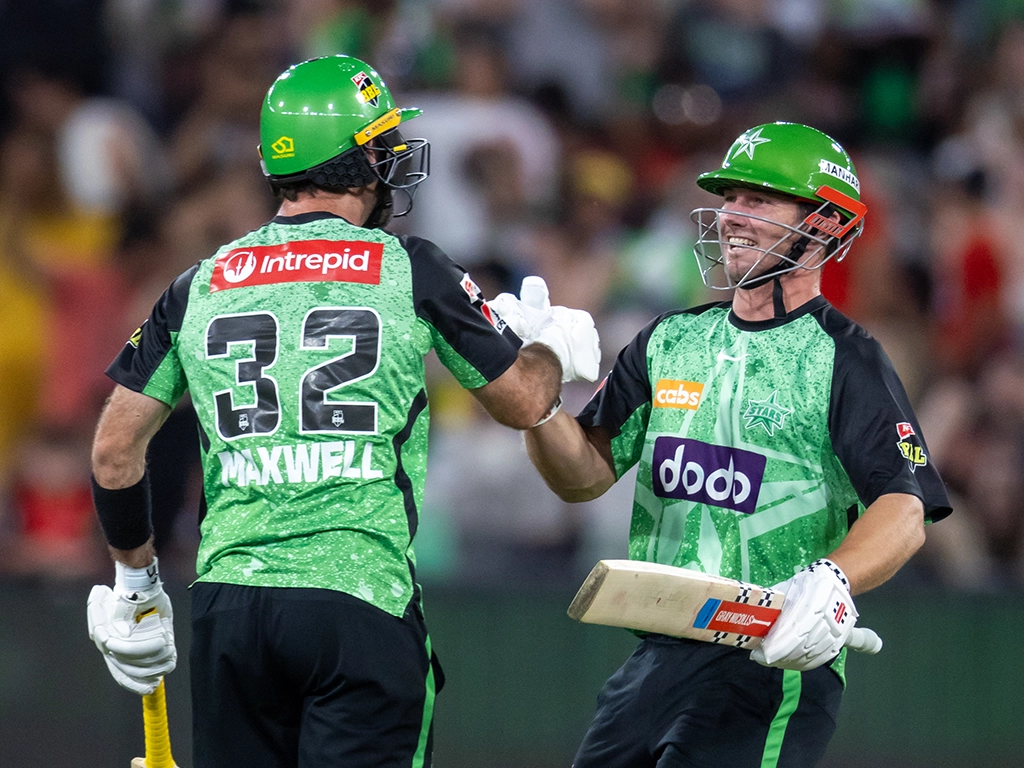 Melbourne Stars players celebrate during a BBL match at the MCG